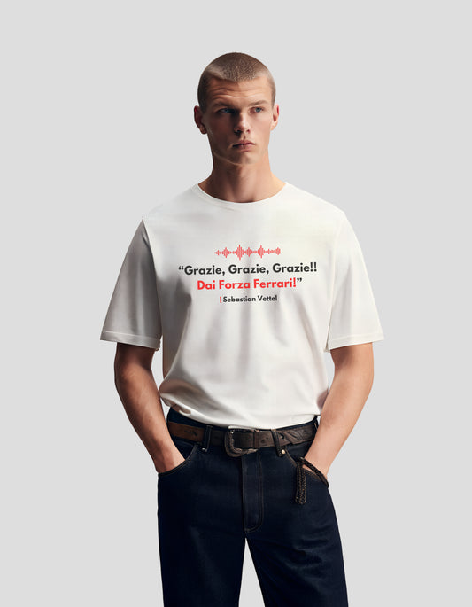 Sebastian Vettel "Grazie Forza Ferrari" Radio Quote T-Shirt