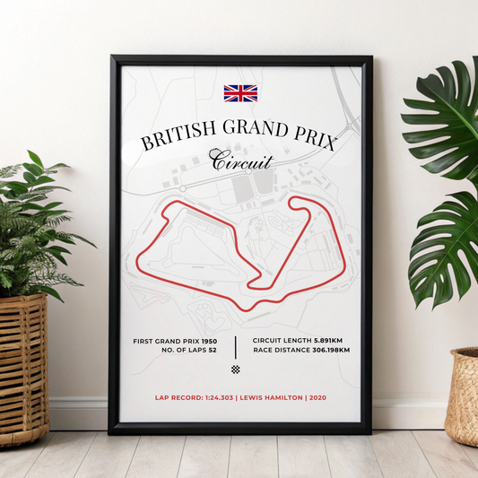 British Grand Prix Poster | F1 Race Track Wall Art Print | Unframed
