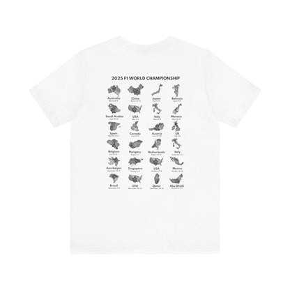 F1 2025 Calendar T-Shirt - Formula 1 Race Schedule Tee, Grand Prix Season Gift, Motorsport Countries Design, Birthday Christmas Present