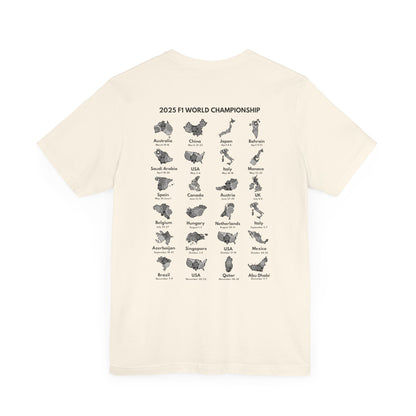F1 2025 Calendar T-Shirt - Formula 1 Race Schedule Tee, Grand Prix Season Gift, Motorsport Countries Design, Birthday Christmas Present