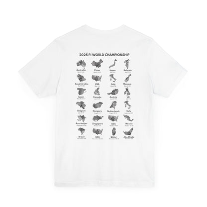 F1 2025 Calendar T-Shirt - Formula 1 Race Schedule Tee, Grand Prix Season Gift, Motorsport Countries Design, Birthday Christmas Present