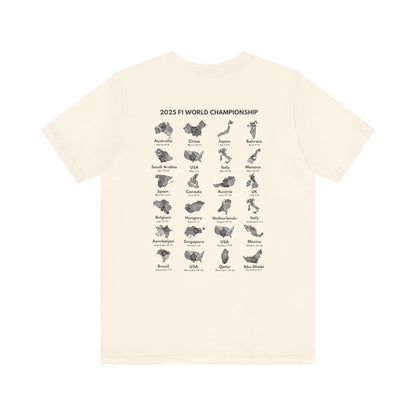 F1 2025 Calendar T-Shirt - Formula 1 Race Schedule Tee, Grand Prix Season Gift, Motorsport Countries Design, Birthday Christmas Present