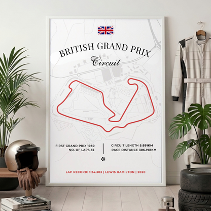 British Grand Prix Poster | F1 Race Track Wall Art Print | Unframed